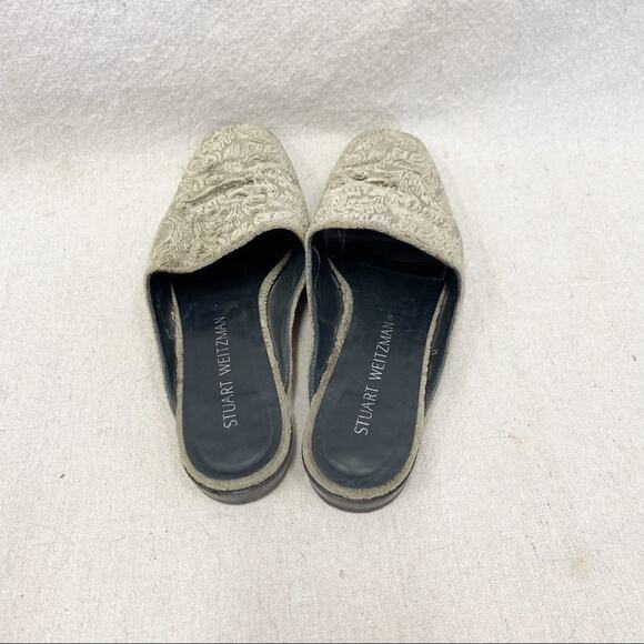 STUART WEITZMAN Mulearky Jacquard Velvet Mule Slides in Grerom Size 7M - Picture 14 of 16